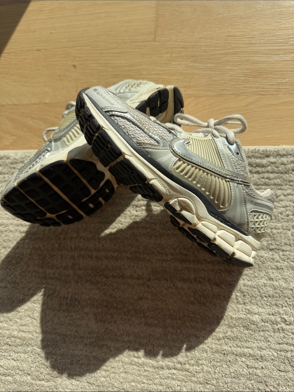 Nike Youth Athletic Sneakers in Light Beige and Black